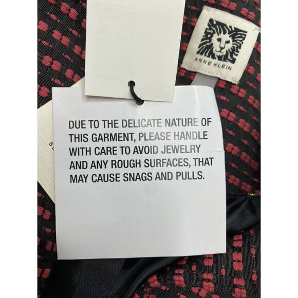 Anne Klein Seersucker Blazer Women's 14 LARGE Red Black Open-Front Mandarin‎ NEW - Picture 13 of 15